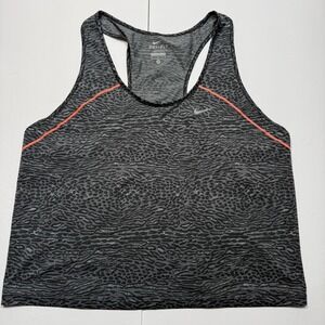 Nike Dri-FIT Tank Top Womens Medium Gray Animal Print‎ Running Reflective Gym